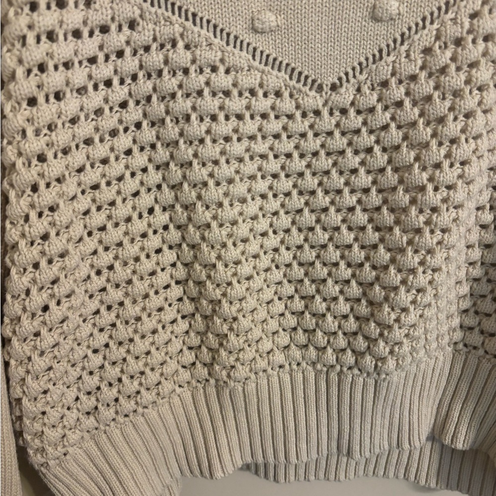 Lucky‎ Brand Cream Mixed Stitch Bauble Cropped Sweater XXL - Picture 6 of 7